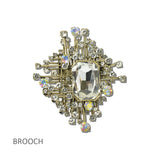 113797, EMERALD CUT CRYSTAL LATTICE SUNBURST BROOCH