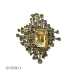 113797, EMERALD CUT CRYSTAL LATTICE SUNBURST BROOCH