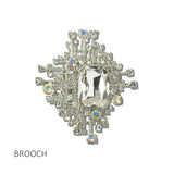 113797, EMERALD CUT CRYSTAL LATTICE SUNBURST BROOCH
