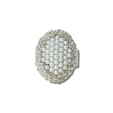 113799, ELONGATED PAVE PEARL CLUSTER STRETCH RING