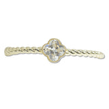 108086, 14K GOLD PLATED CLOVER CUBIC ZIRCONIA ACCENT DESIGNER INSPIRED BRACELET
