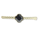108086, 14K GOLD PLATED CLOVER CUBIC ZIRCONIA ACCENT DESIGNER INSPIRED BRACELET