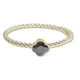 108086, 14K GOLD PLATED CLOVER CUBIC ZIRCONIA ACCENT DESIGNER INSPIRED BRACELET