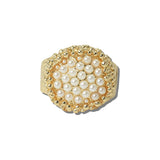 113800, PAVE PEARL CLUSTER DOMED STRETCH RING