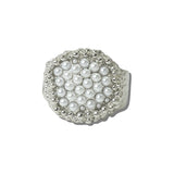 113800, PAVE PEARL CLUSTER DOMED STRETCH RING