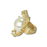 113801, ORGANIC CORAL SCULPTED PEARL STATEMENT RING