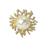113801, ORGANIC CORAL SCULPTED PEARL STATEMENT RING