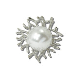 113801, ORGANIC CORAL SCULPTED PEARL STATEMENT RING