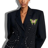 113802, SORORITY PAVE CRYSTAL EMBELLISHED BUTTERFLY BROOCH