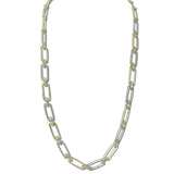 113807, 14K GOLD PLATED TWO TONE 36" LONG PAPERCLIP LINK NECKLACE