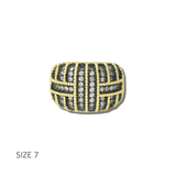 113825, 14K GOLD PLATED PAVE CZ LATTICE DOME RING