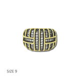 113825, 14K GOLD PLATED PAVE CZ LATTICE DOME RING