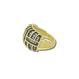 113825, 14K GOLD PLATED PAVE CZ LATTICE DOME RING