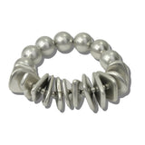 113826, ARCHITECTURAL HALF SPHERE AND DISC METALLIC STRETCH BRACELET