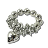 113829, PUFFED HEART CHARM METALLIC BALL AND COILED STRETCH BRACELET