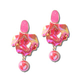 113830, SCULPTURAL FLORAL PETAL AND SPHERICAL DROP EARRINGS