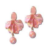113830, SCULPTURAL FLORAL PETAL AND SPHERICAL DROP EARRINGS