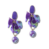 113830, SCULPTURAL FLORAL PETAL AND SPHERICAL DROP EARRINGS