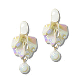113830, SCULPTURAL FLORAL PETAL AND SPHERICAL DROP EARRINGS