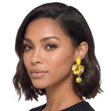 113830, SCULPTURAL FLORAL PETAL AND SPHERICAL DROP EARRINGS