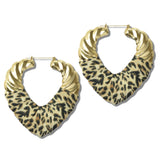 113831, OVERSIZED LEOPARD PRINT AND TWISTED METALLIC STATEMENT HOOP EARRINGS