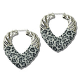 113831, OVERSIZED LEOPARD PRINT AND TWISTED METALLIC STATEMENT HOOP EARRINGS