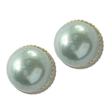 113832, PAVE RHINESTONE RIMMED DOMED PEARL STUD EARRINGS