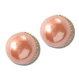 113832, PAVE RHINESTONE RIMMED DOMED PEARL STUD EARRINGS