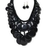 113833, CASCADING MARBLED RESIN DISC BIB NECKLACE