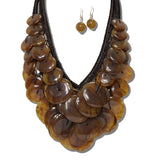 113833, CASCADING MARBLED RESIN DISC BIB NECKLACE