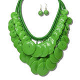 113833, CASCADING MARBLED RESIN DISC BIB NECKLACE