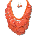 113833, CASCADING MARBLED RESIN DISC BIB NECKLACE