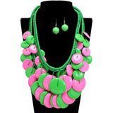 113833, CASCADING MARBLED RESIN DISC BIB NECKLACE