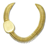113836, STACKED DISC COLLAR WITH ASYMMETRICAL FREEFORM PEBBLE STATION NECKLACE