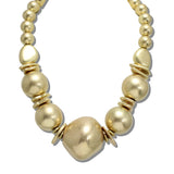 113839, GRADUATED FREEFORM NUGGET AND SPHERICAL BEAD STATEMENT NECKLACE