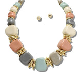 113847, CHUNKY ORGANIC PEBBLE COILED RING STATEMENT NECKLACE