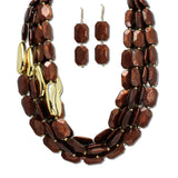 113849, MULTI STRAND FACETED RESIN AND GOLD TONE ACCENT STATEMENT NECKLACE
