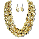 113850, MULTI STRAND MOLTEN NUGGET STATEMENT NECKLACE