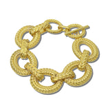 113864, WATER RESISTANT 24K GOLD TONE CHEVRON BRAID AND TEXTURED LINK TOGGLE BRACELET