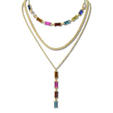 113871, MULTI STRAND BAGUETTE CRYSTAL Y-NECKLACE