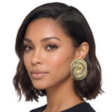 113872, LIGHTWEIGHT RIBBED SPIRAL SWIRL STATEMENT EARRINGS