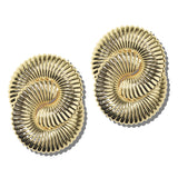 113872, LIGHTWEIGHT RIBBED SPIRAL SWIRL STATEMENT EARRINGS