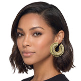 113873, LIGHTWEIGHT RIBBED FAN C-SHAPE STATEMENT EARRINGS