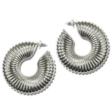 113873, LIGHTWEIGHT RIBBED FAN C-SHAPE STATEMENT EARRINGS