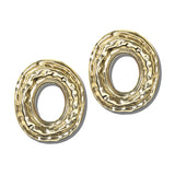 113874, LIGHTWEIGHT RIPPLED OPEN OVAL STATEMENT EARRINGS