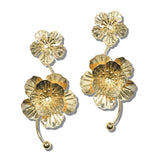 113875, TIERED FLORAL DROP WITH CURVED STEM STATEMENT EARRINGS