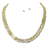 113876, GREEK KEY ACCENTED LINK CHAIN COLLAR NECKLACE