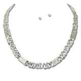 113876, GREEK KEY ACCENTED LINK CHAIN COLLAR NECKLACE