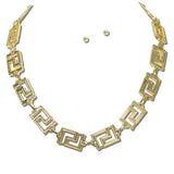 113877, GREEK KEY CUT OUT GEOMETRIC LINK NECKLACE