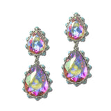 113881, WESTERN TIERED TEARDROP GEM TURQUOISE ACCENT EARRINGS